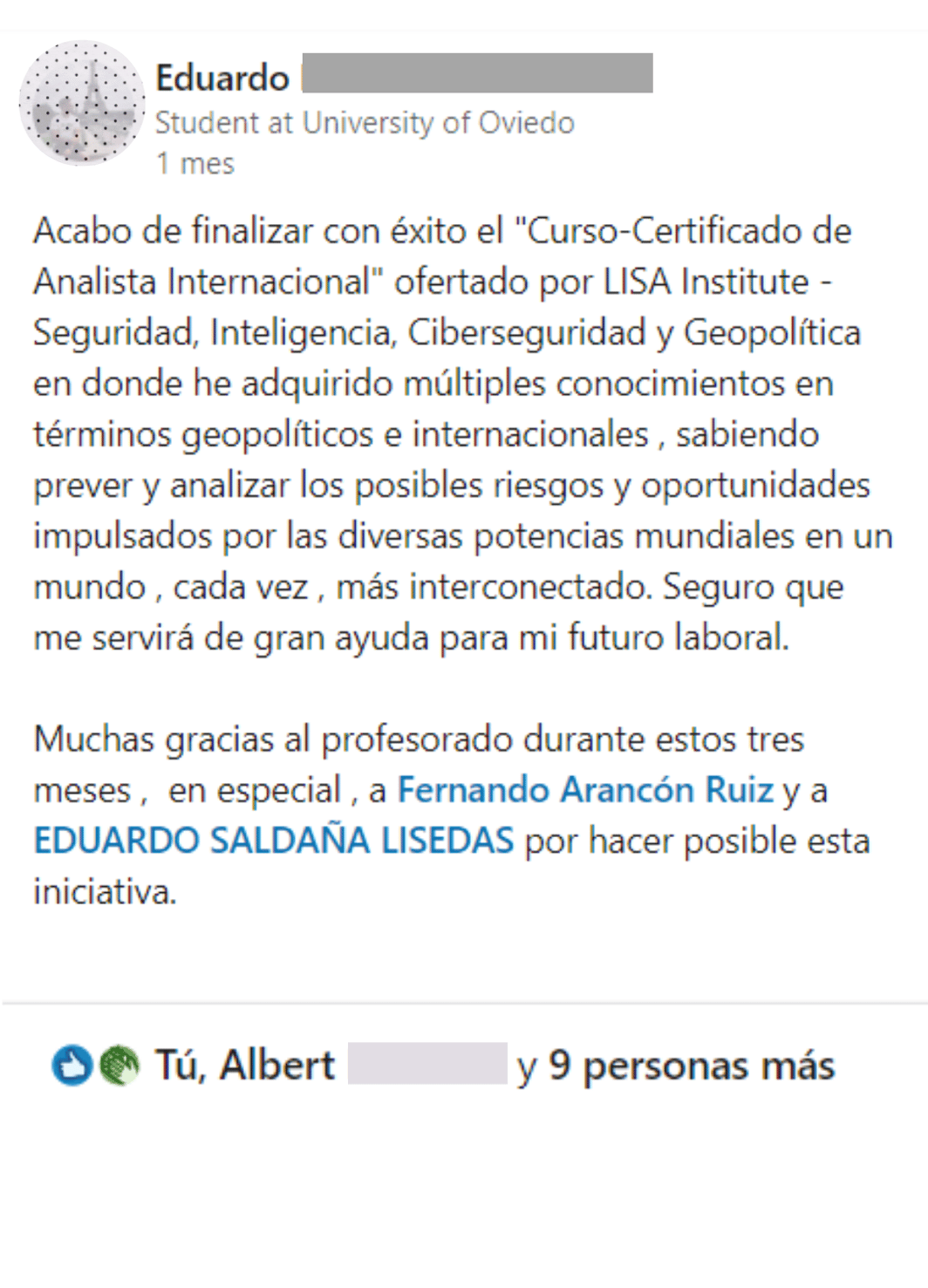 opinion alumno curso analisis internacional