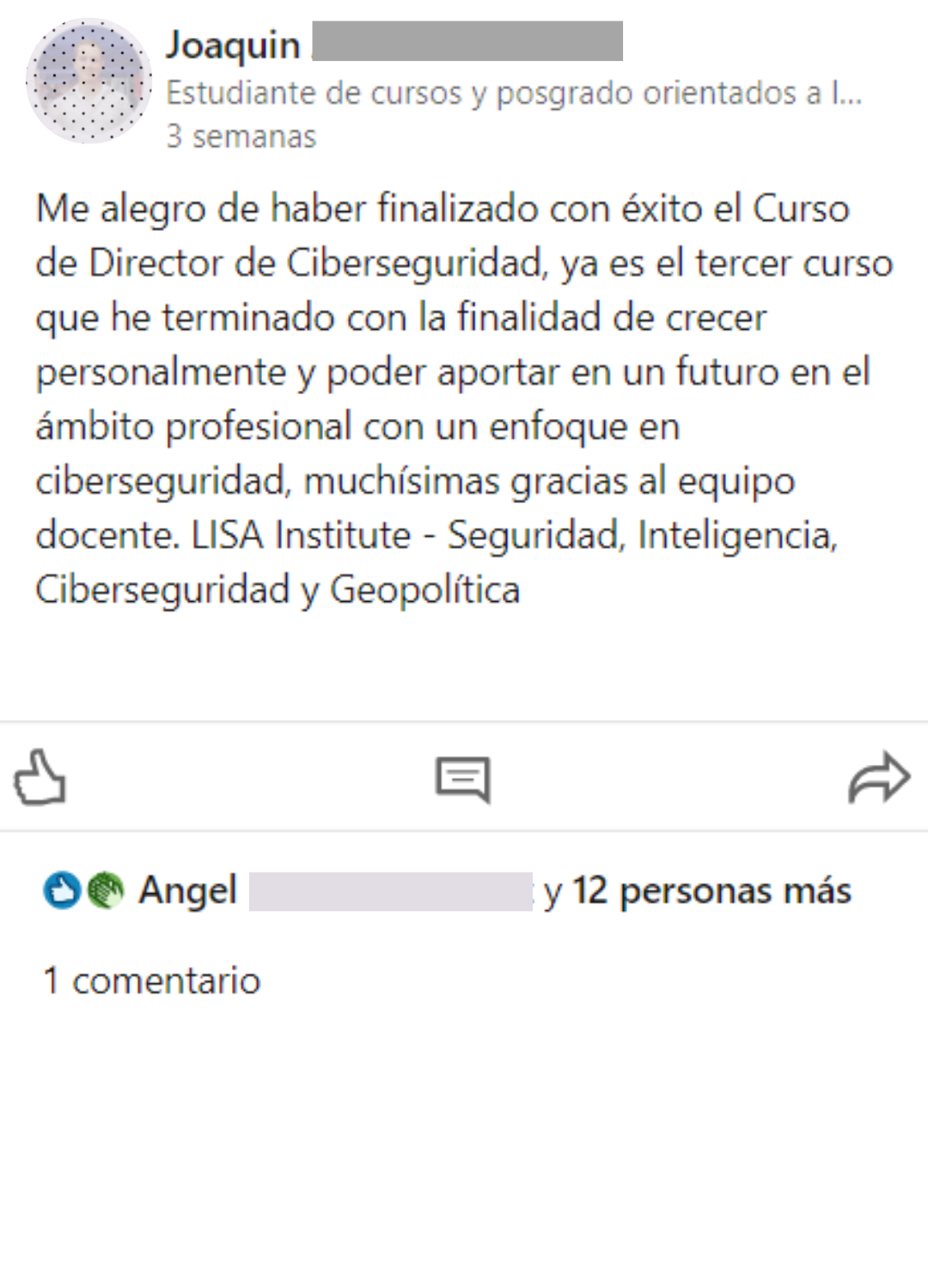 Comentario Alumno Ciberseguridad