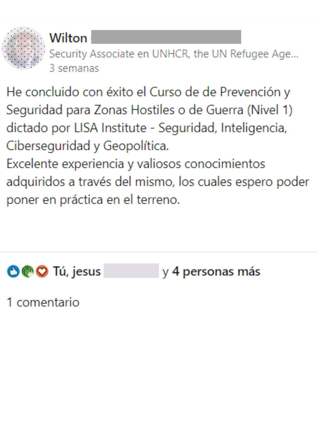 opinion alumno curso terrorismo